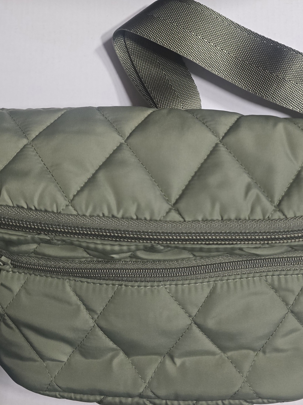 Quilted Olive Green Men's Crossbody Bag